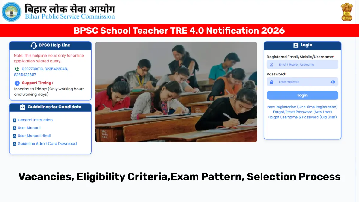 BPSC School Teacher TRE 4.0 Notification 2026: Vacancies, Eligibility Criteria, Exam Pattern, Selection Process