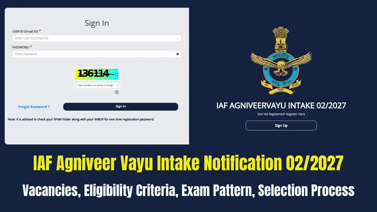 IAF Agniveer Vayu Intake Notification 02/2027: Vacancies, Eligibility Criteria, Exam Pattern, Selection Process