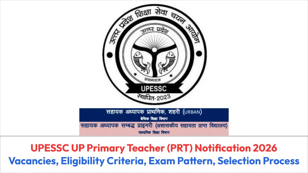 UPESSC UP Primary Teacher (PRT) Notification 2026: Vacancies, Eligibility Criteria, Exam Pattern, Selection Process