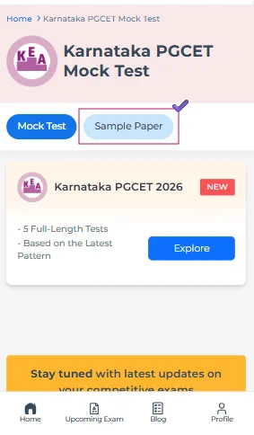 Karnataka PGCET sample papers online