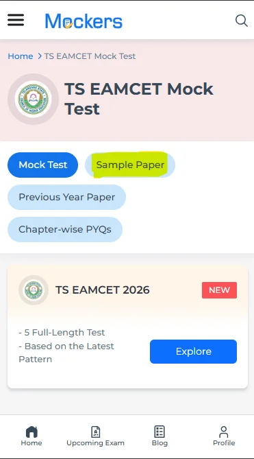 TS EAMCET Maths sample papers with solutions