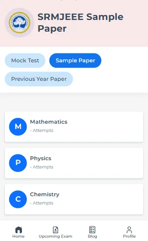 SRMJEEE online Maths sample papers