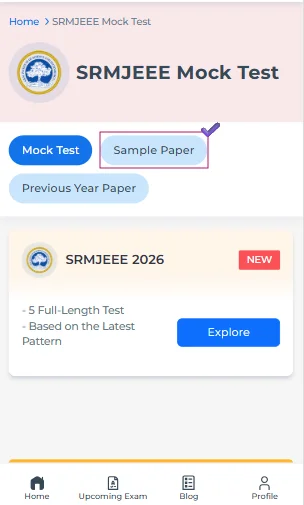 SRMJEEE entrance test sample papers