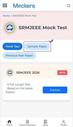 SRMJEEE Maths sample papers with solutions