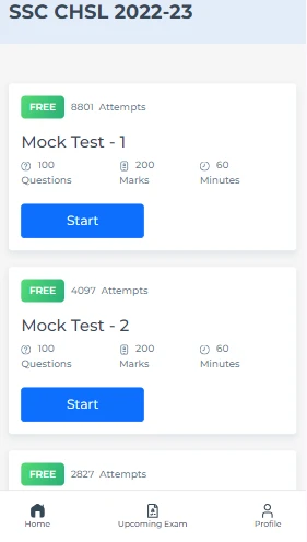 SSC CHSL Mock Test Online Free