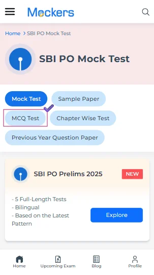 SBI PO MCQ test