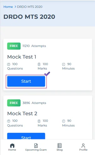 DRDO mock test 2026
