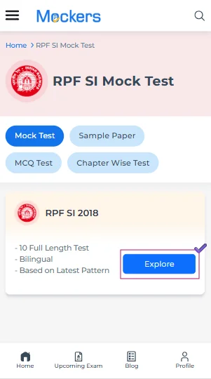 mock test for RPF SI