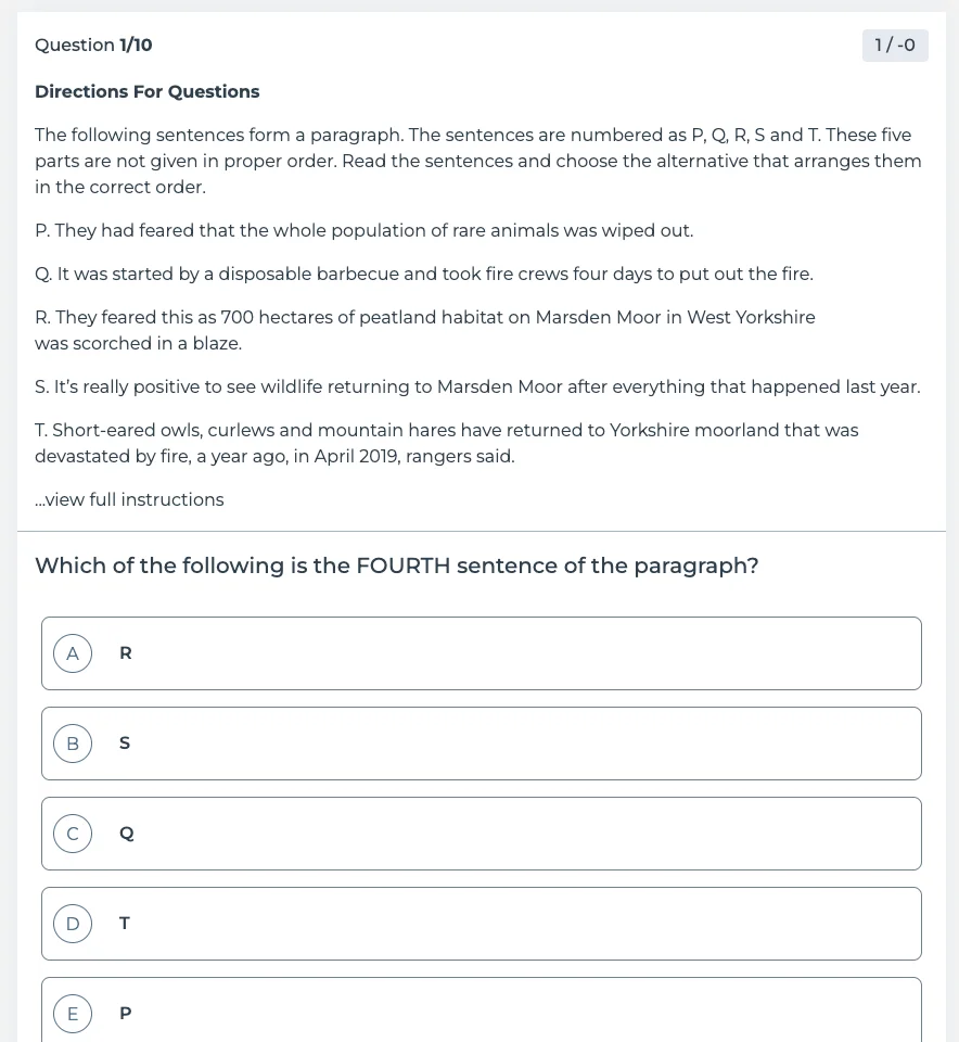 Question with Five Options