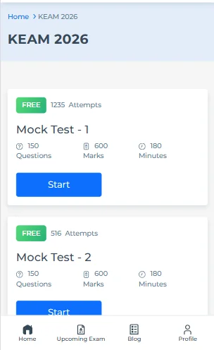 free mock test for KEAM