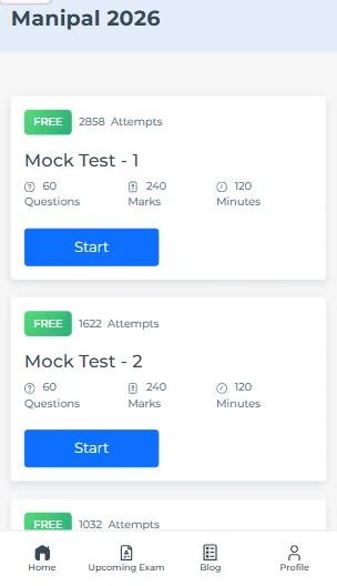 Manipal mock test papers with solutions