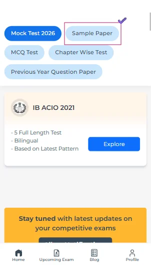 IB ACIO Assistant free sample paper online test​