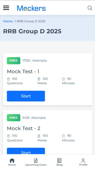 online mock test RRB Group D free​
