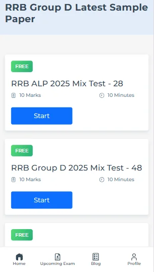 RRB Group D Assistant exam sample papers with answers