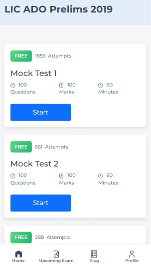 LIC ADO Mains free mock test​