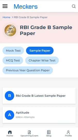 RBI Grade B exam sample question paper
