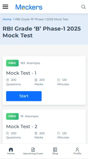 free mock test RBI Grade B