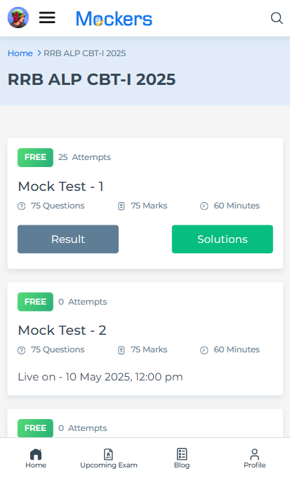 Free RRB ALP mock tests
